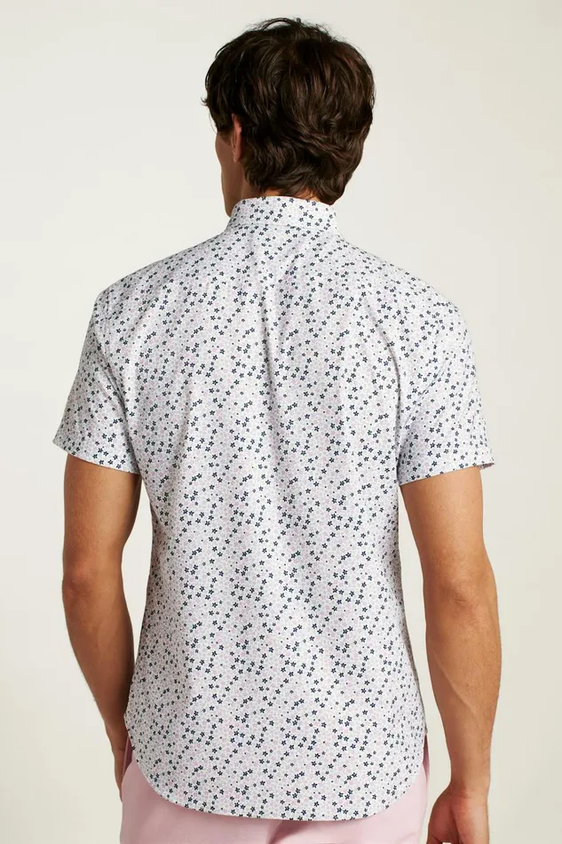 Men Short Sleeve Shirts Bonobos Tech Short Sleeve Shirt Purple Punch Peyton Floral