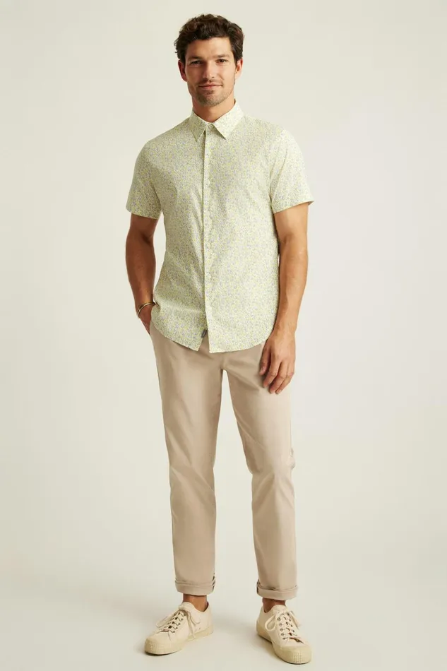 Men Short Sleeve Shirts Bonobos Tech Short Sleeve Shirt Yellow Bordeta Floral Men Short Sleeve Shirts Bonobos Tech Short Sleeve Shirt Yellow Bordeta Floral