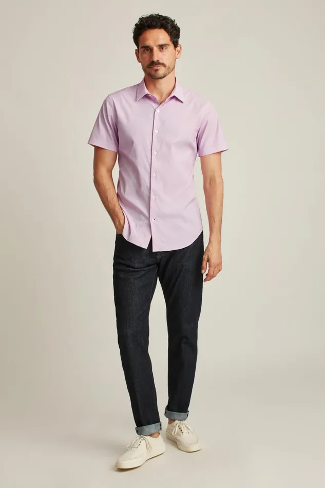 Men Short Sleeve Shirts Bonobos Tech Short Sleeve Shirt Zig Zag Peak