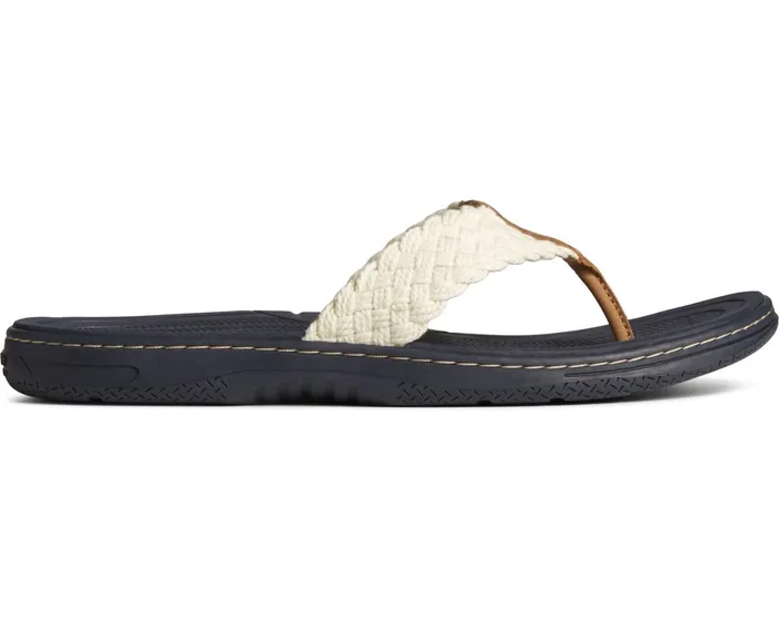 Men Sperry X Brooks Brothers Baitfish Flip Flop White Sperry Sandals