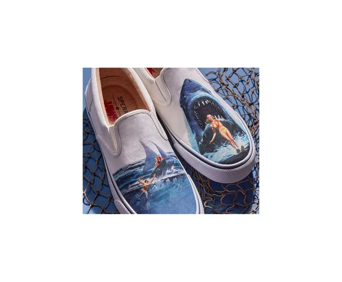 Men Sperry X JAWS Striper II Slip On Sneaker White Sperry Sneakers Men Sperry X JAWS Striper II Slip On Sneaker White Sperry Sneakers