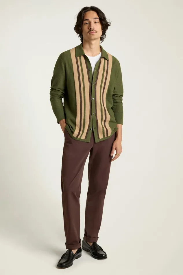 Men Sweater Polos Bonobos Hudson Long Sleeve Sweater Polo Green Cotton Cashmere Stripe Men Sweater Polos Bonobos Hudson Long Sleeve Sweater Polo Green Cotton Cashmere Stripe