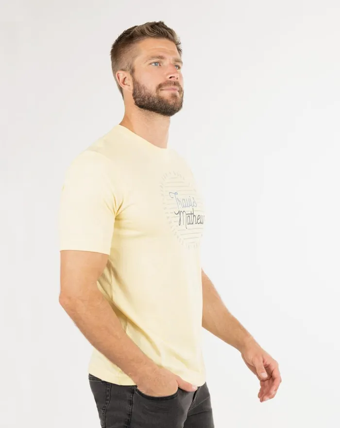 Men Tees TravisMathew CHEERS MY DEARS TEE Heather Sunlight Men Tees TravisMathew CHEERS MY DEARS TEE Heather Sunlight