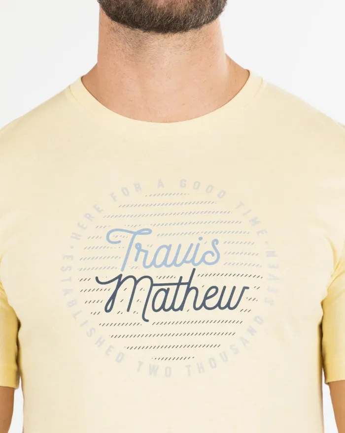 Men Tees TravisMathew CHEERS MY DEARS TEE Heather Sunlight Men Tees TravisMathew CHEERS MY DEARS TEE Heather Sunlight