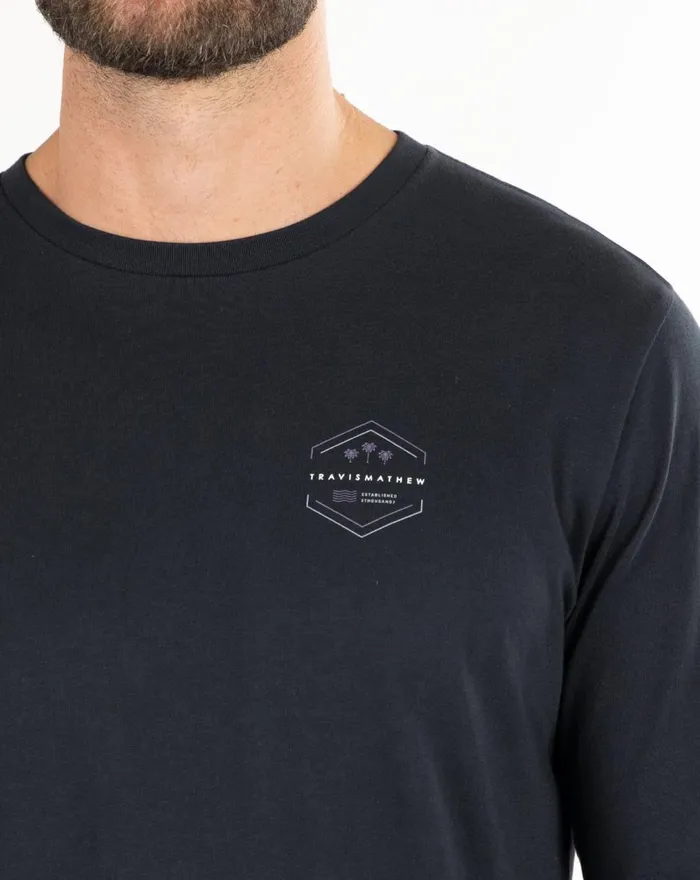 Men Tees TravisMathew HIT THE TRAIL LONG SLEEVE TEE Black Men Tees TravisMathew HIT THE TRAIL LONG SLEEVE TEE Black