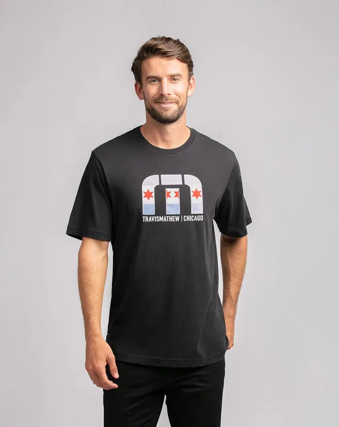 Men Tees TravisMathew ILLINOIS NOISE TEE Black