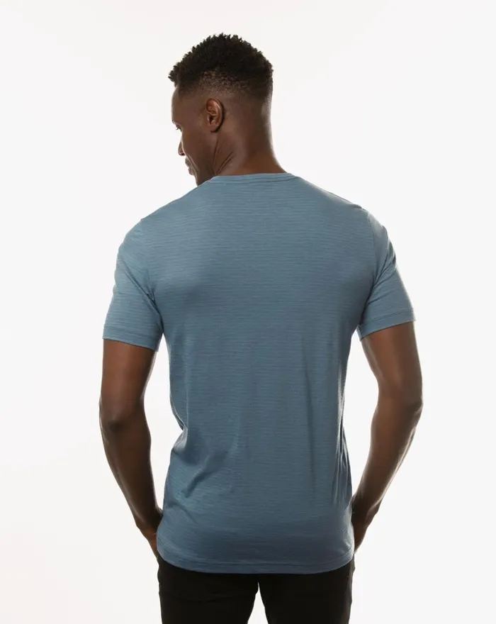 Men Tees TravisMathew OLYMPUS TEE Heather Copen Blue Men Tees TravisMathew OLYMPUS TEE Heather Copen Blue