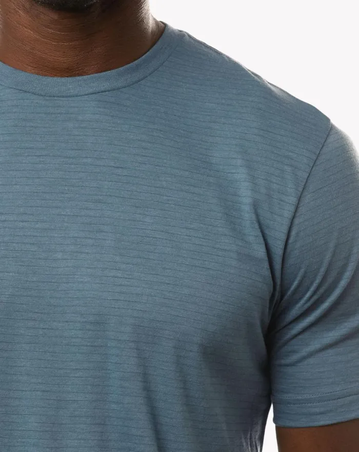 Men Tees TravisMathew OLYMPUS TEE Heather Copen Blue Men Tees TravisMathew OLYMPUS TEE Heather Copen Blue