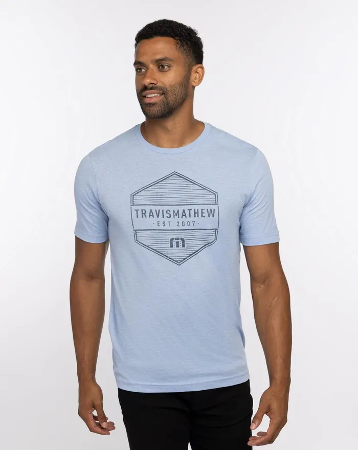 Men Tees TravisMathew PINEAPPLE SAGE TEE Heather Bel Air Blue