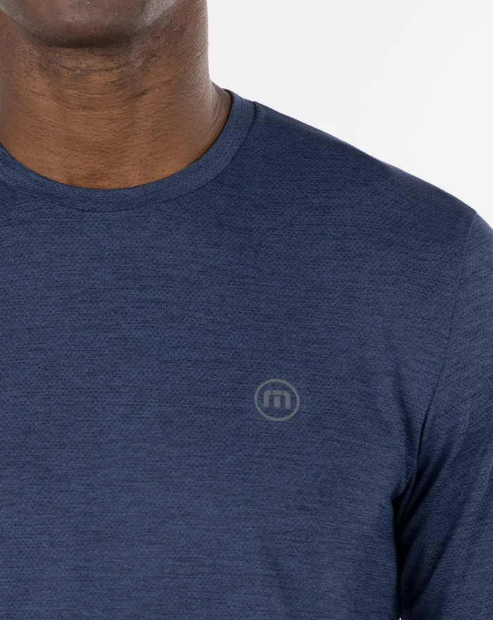 Men Tees TravisMathew PLAY LIST LONG SLEEVE ACTIVE TEE Heather Navy