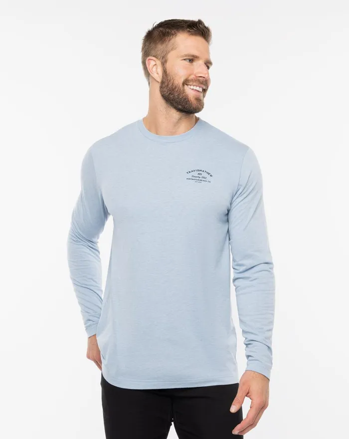 Men Tees TravisMathew RAFFLE WINNER TEE Heather Ash Blue