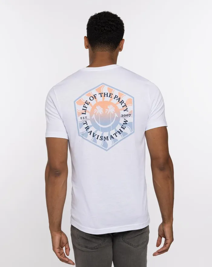 Men Tees TravisMathew TRIP OF THE YEAR TEE White Men Tees TravisMathew TRIP OF THE YEAR TEE White