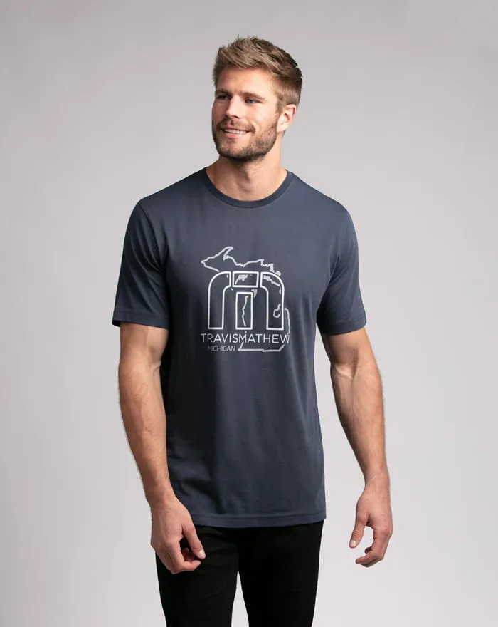 Men Tees TravisMathew WHITE PINE TEE Mood Indigo