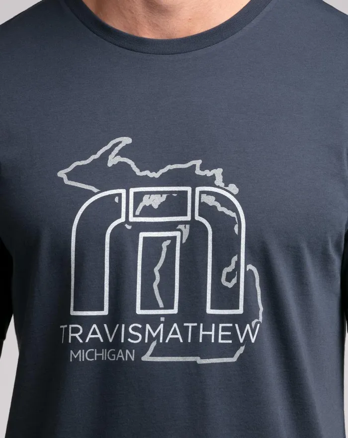 Men Tees TravisMathew WHITE PINE TEE Mood Indigo