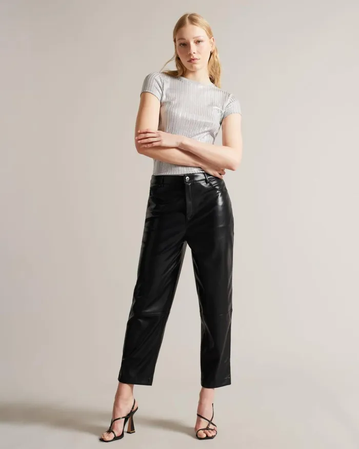 Metallic Fitted T Shirt Silver Women Ted Baker Tops and TShirts Metallic Fitted T Shirt Silver Women Ted Baker Tops and TShirts