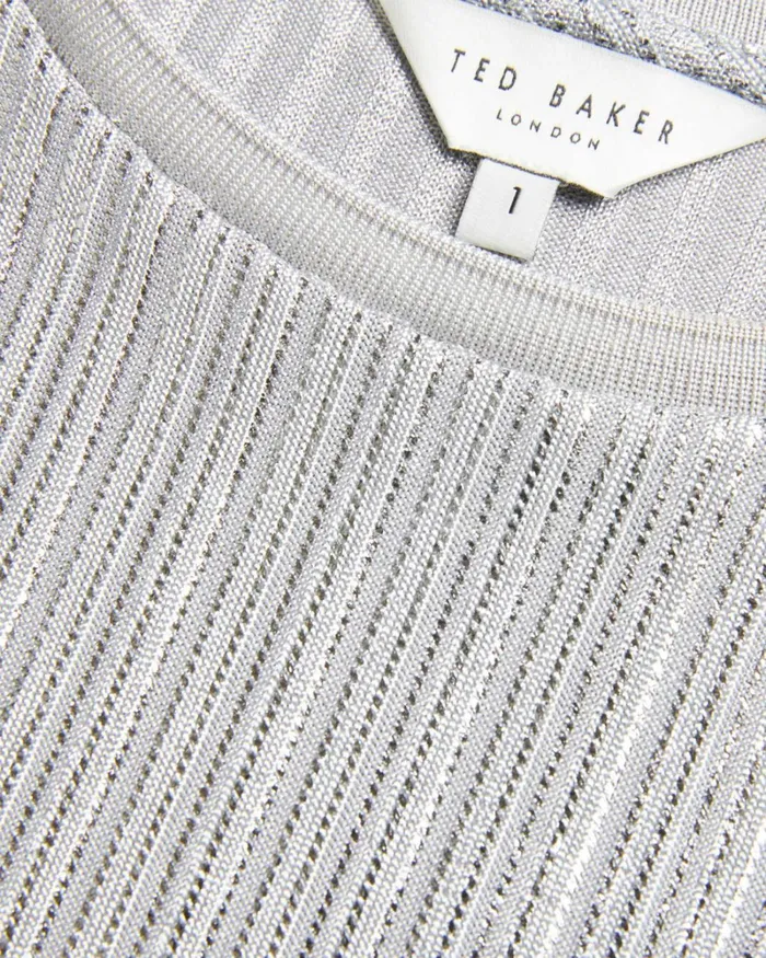 Metallic Fitted T Shirt Silver Women Ted Baker Tops and TShirts Metallic Fitted T Shirt Silver Women Ted Baker Tops and TShirts