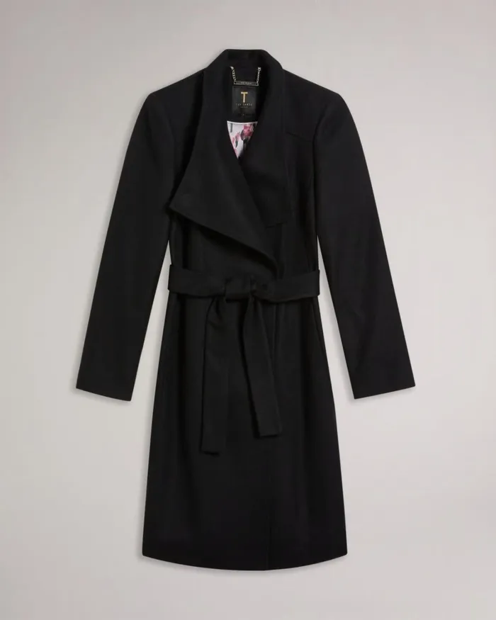 Midi Wool Wrap Coat JetBlack Women Ted Baker Coats and Jackets