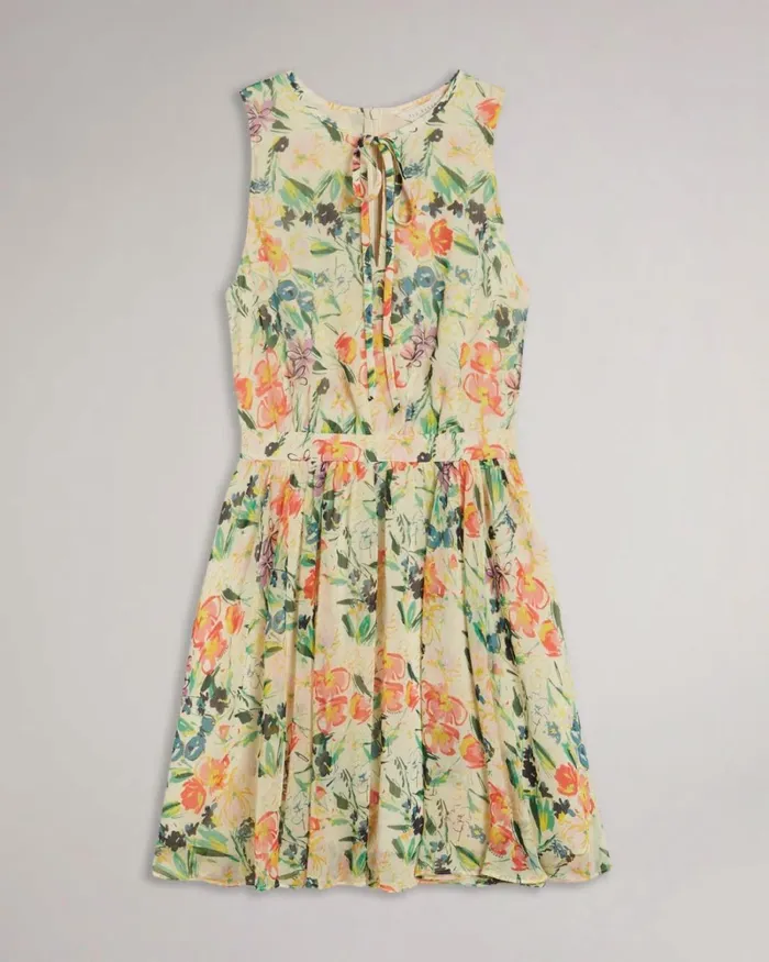 Mini Sleeveless Dress With Tie Neck White Women Ted Baker Dresses