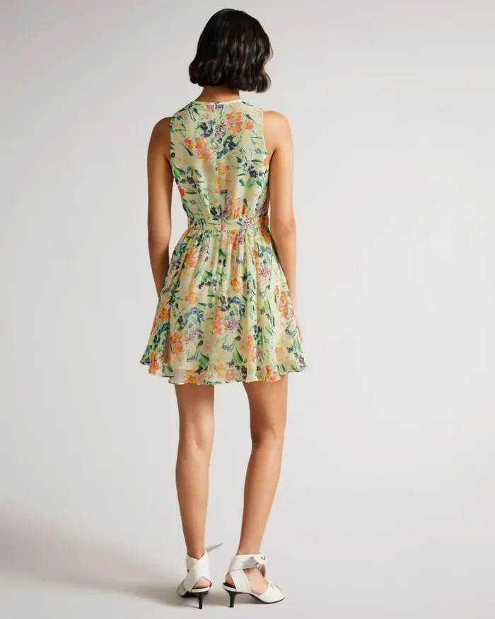 Mini Sleeveless Dress With Tie Neck White Women Ted Baker Dresses