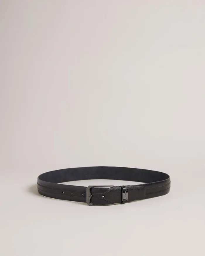 Mixed Texture Leather Belt Black Men Ted Baker Belts