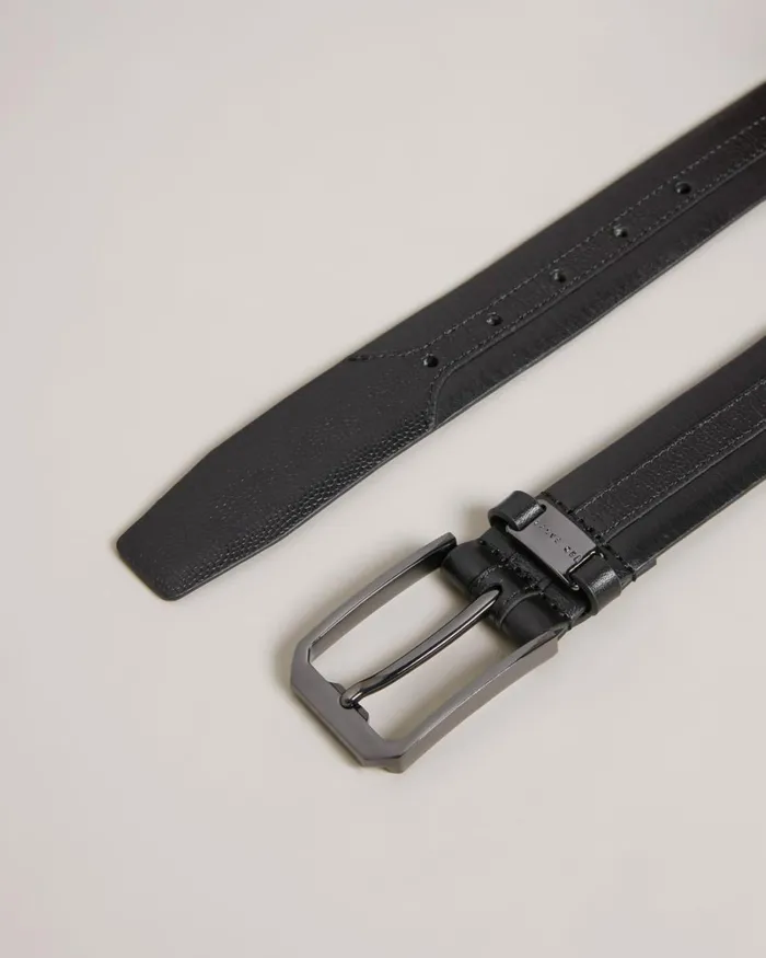 Mixed Texture Leather Belt Black Men Ted Baker Belts