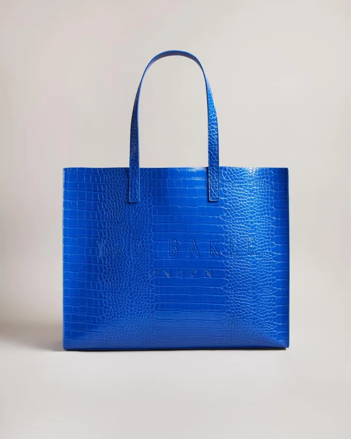 Mock Croc Icon Tote Bag Bright Blue Women Ted Baker Bags Mock Croc Icon Tote Bag Bright Blue Women Ted Baker Bags