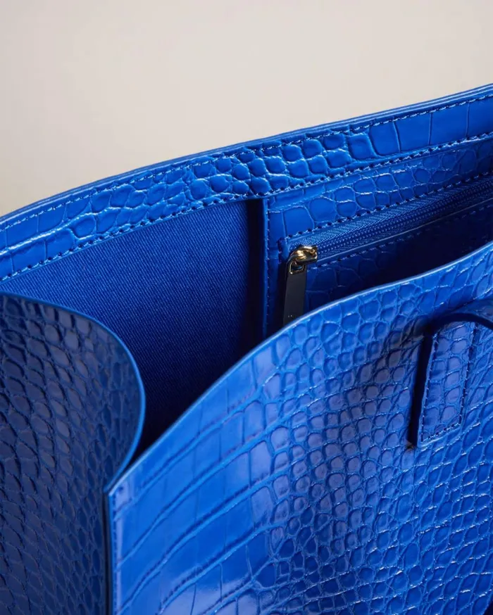 Mock Croc Icon Tote Bag Bright Blue Women Ted Baker Bags Mock Croc Icon Tote Bag Bright Blue Women Ted Baker Bags