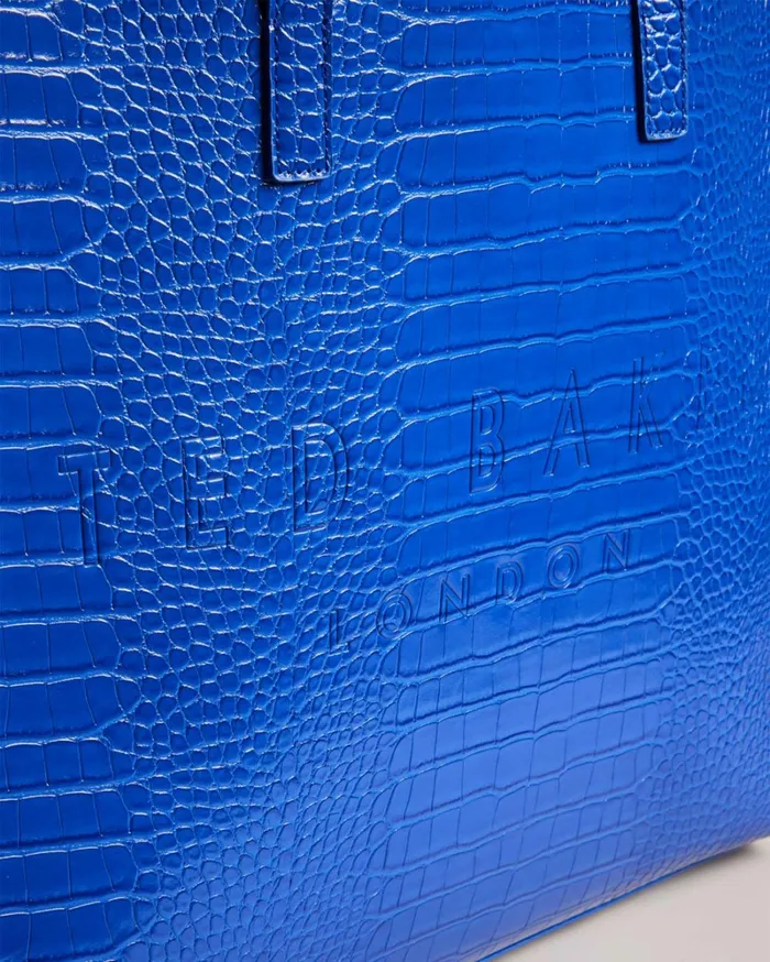Mock Croc Icon Tote Bag Bright Blue Women Ted Baker Bags Mock Croc Icon Tote Bag Bright Blue Women Ted Baker Bags
