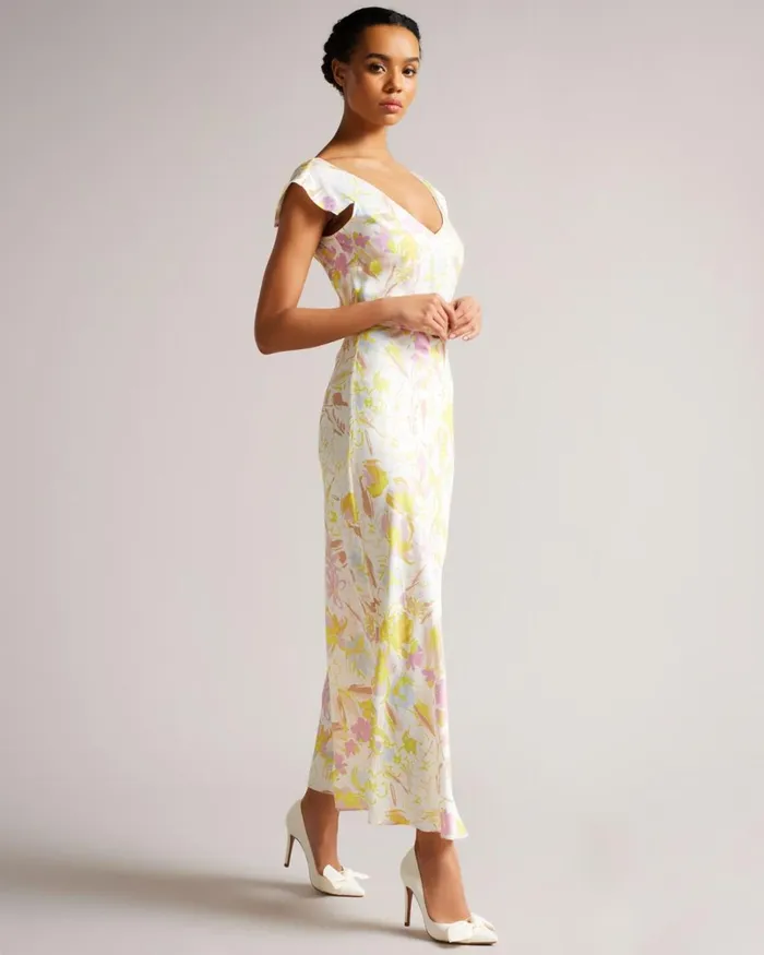 Moire Satin Bow Court Shoes Ivory Women Ted Baker Heels