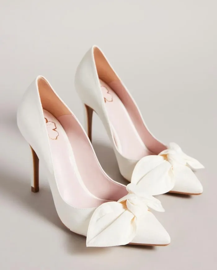 Moire Satin Bow Court Shoes Ivory Women Ted Baker Heels Moire Satin Bow Court Shoes Ivory Women Ted Baker Heels