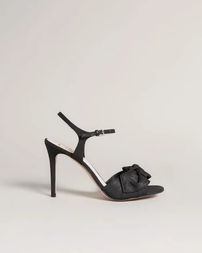Moire Satin Bow Heeled Sandals Black Women Ted Baker Sandals and Sliders Moire Satin Bow Heeled Sandals Black Women Ted Baker Sandals and Sliders