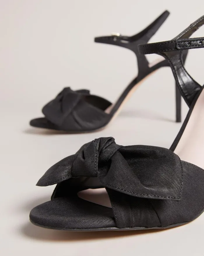 Moire Satin Bow Heeled Sandals Black Women Ted Baker Sandals and Sliders Moire Satin Bow Heeled Sandals Black Women Ted Baker Sandals and Sliders