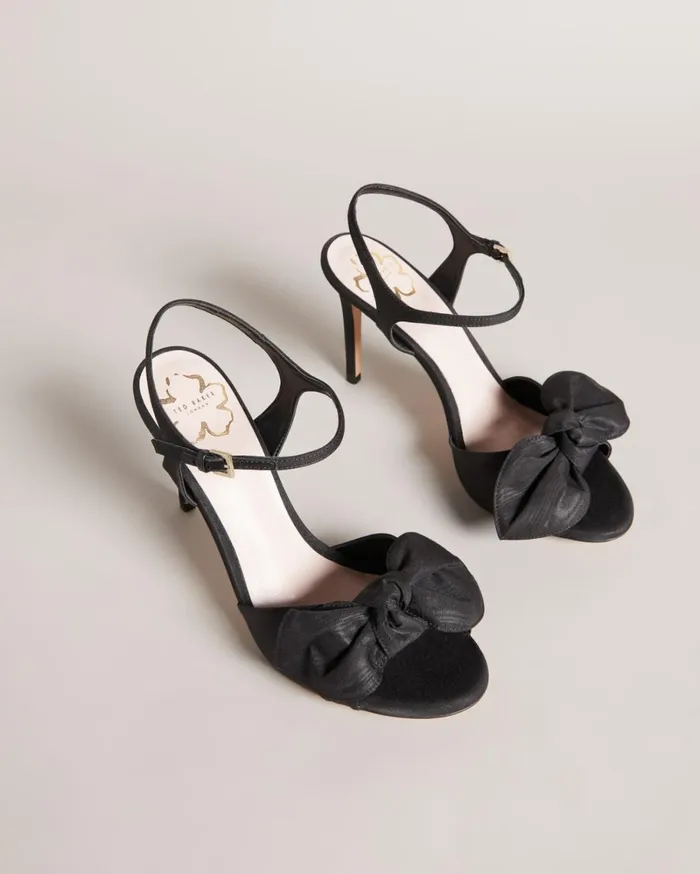 Moire Satin Bow Heeled Sandals Black Women Ted Baker Sandals and Sliders Moire Satin Bow Heeled Sandals Black Women Ted Baker Sandals and Sliders
