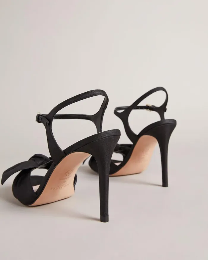 Moire Satin Bow Heeled Sandals Black Women Ted Baker Sandals and Sliders Moire Satin Bow Heeled Sandals Black Women Ted Baker Sandals and Sliders