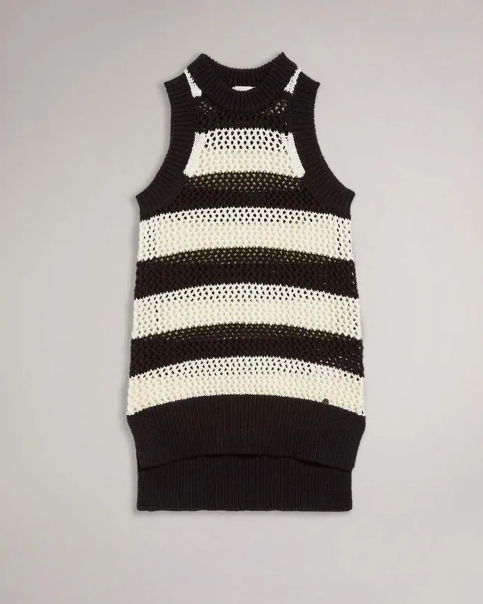 Open Stitched Striped Tank Top White Women Ted Baker Sweaters