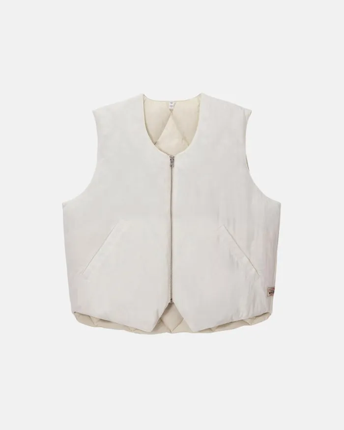 Outerwear Men Stussy REVERSIBLE QUILTED VEST Cream
