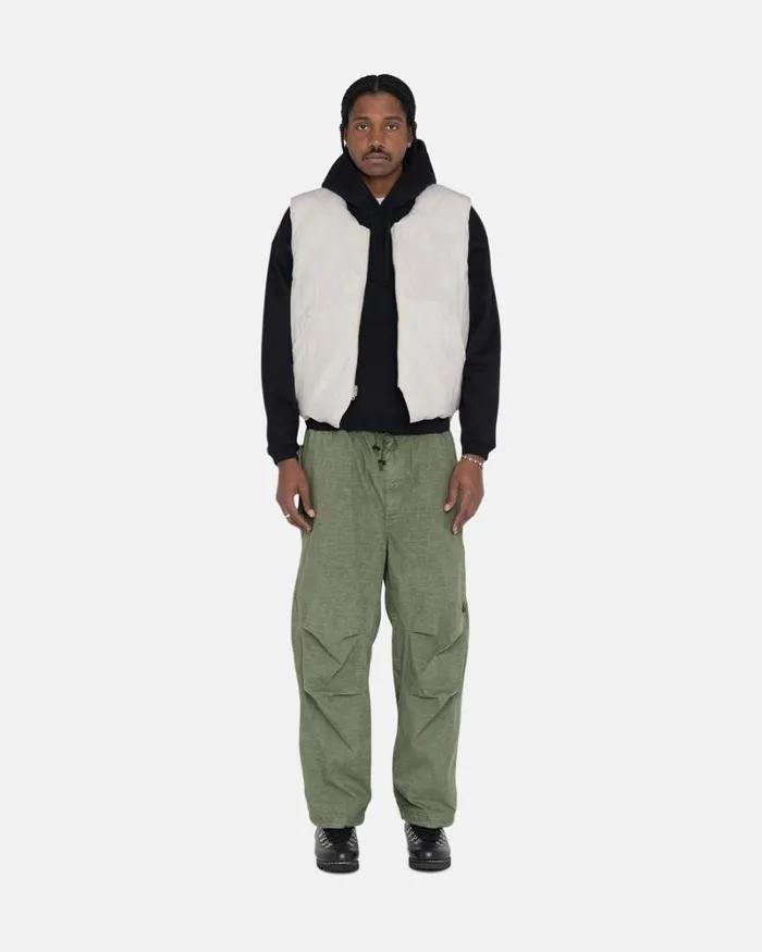 Outerwear Men Stussy REVERSIBLE QUILTED VEST Cream Outerwear Men Stussy REVERSIBLE QUILTED VEST Cream