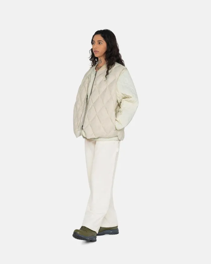 Outerwear Men Stussy REVERSIBLE QUILTED VEST Cream Outerwear Men Stussy REVERSIBLE QUILTED VEST Cream