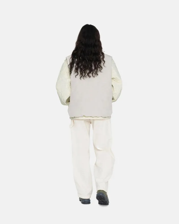 Outerwear Men Stussy REVERSIBLE QUILTED VEST Cream Outerwear Men Stussy REVERSIBLE QUILTED VEST Cream