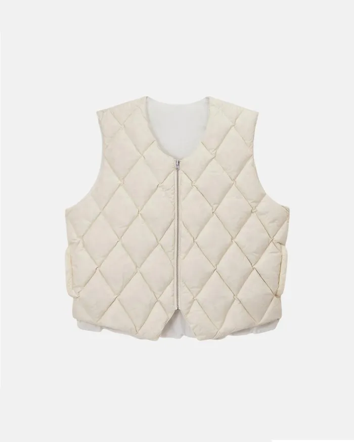 Outerwear Men Stussy REVERSIBLE QUILTED VEST Cream Outerwear Men Stussy REVERSIBLE QUILTED VEST Cream