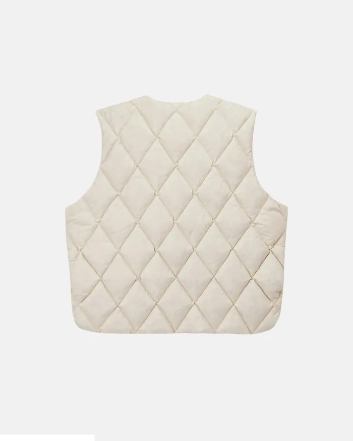 Outerwear Men Stussy REVERSIBLE QUILTED VEST Cream Outerwear Men Stussy REVERSIBLE QUILTED VEST Cream