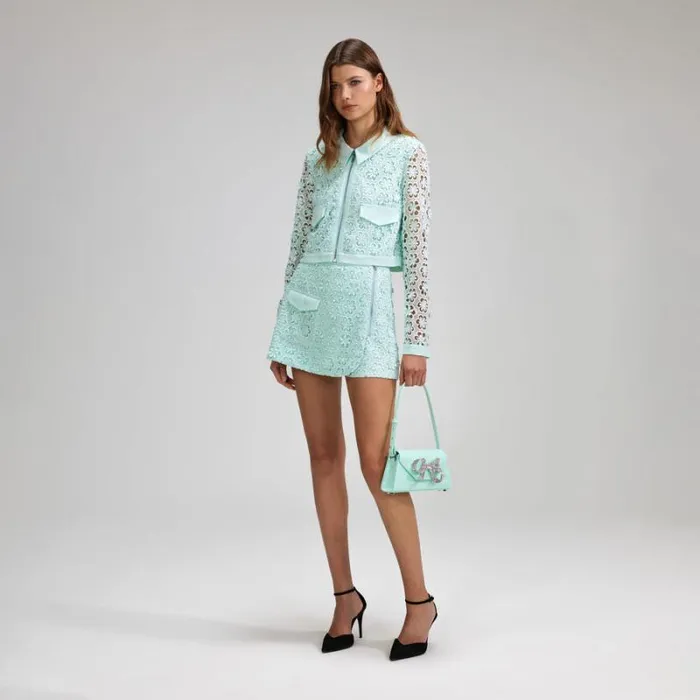 Outerwear Woman SelfPortrait Blue Daisy Guipure Jacket Outerwear Woman SelfPortrait Blue Daisy Guipure Jacket