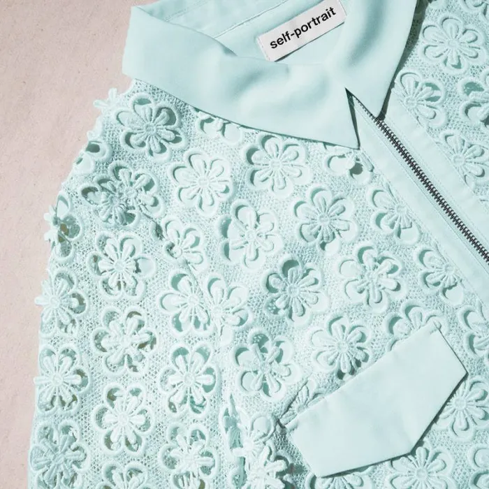 Outerwear Woman SelfPortrait Blue Daisy Guipure Jacket Outerwear Woman SelfPortrait Blue Daisy Guipure Jacket