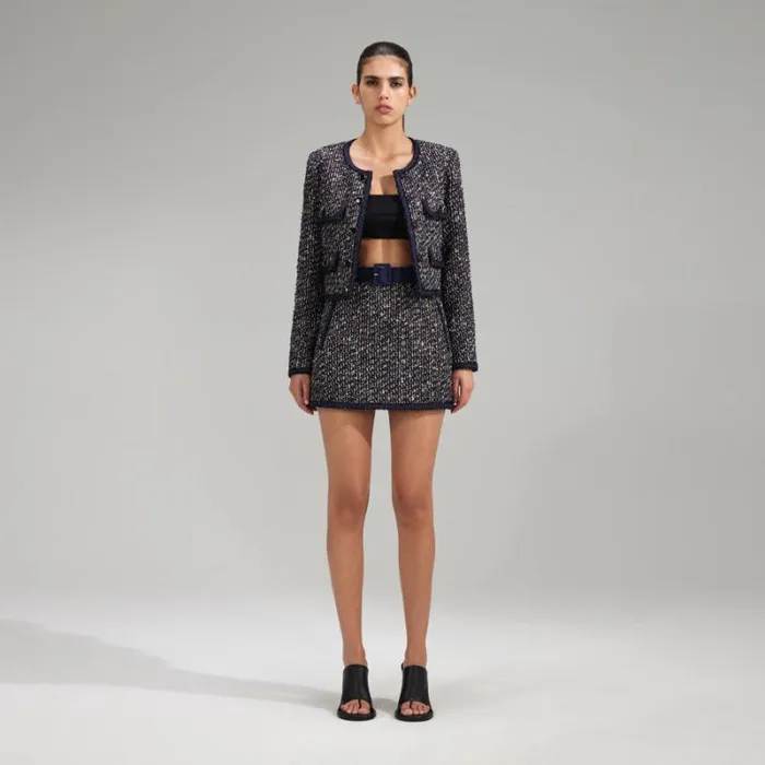 Outerwear Woman SelfPortrait Boucle Jacket With Braid Detail