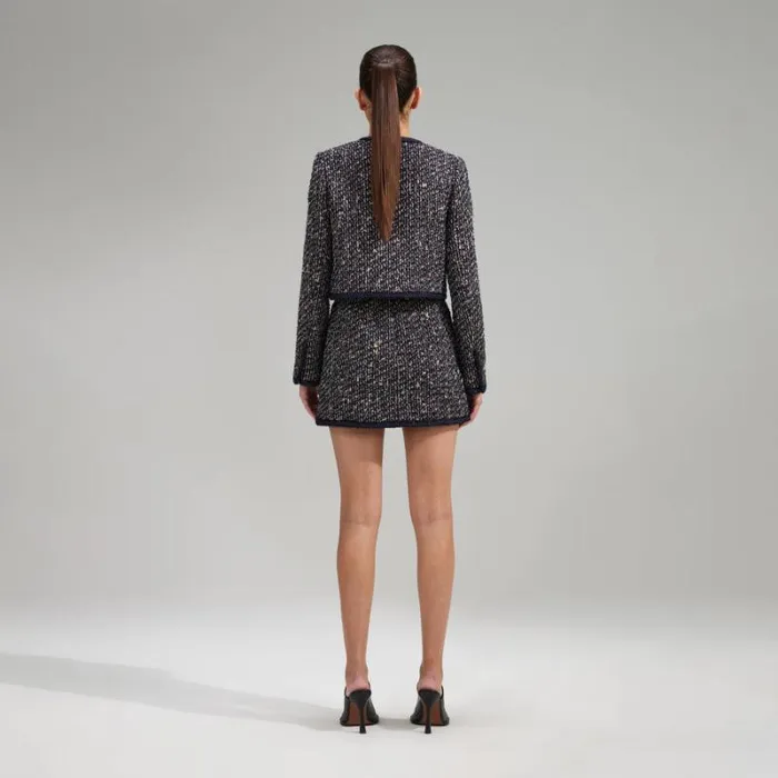 Outerwear Woman SelfPortrait Boucle Jacket With Braid Detail Outerwear Woman SelfPortrait Boucle Jacket With Braid Detail