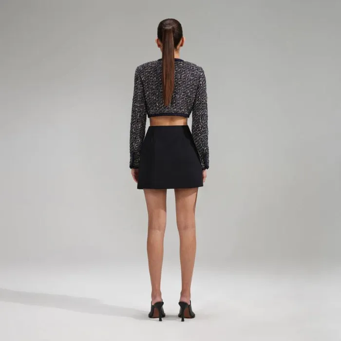 Outerwear Woman SelfPortrait Crop Boucle Jacket With Braid Detail Outerwear Woman SelfPortrait Crop Boucle Jacket With Braid Detail