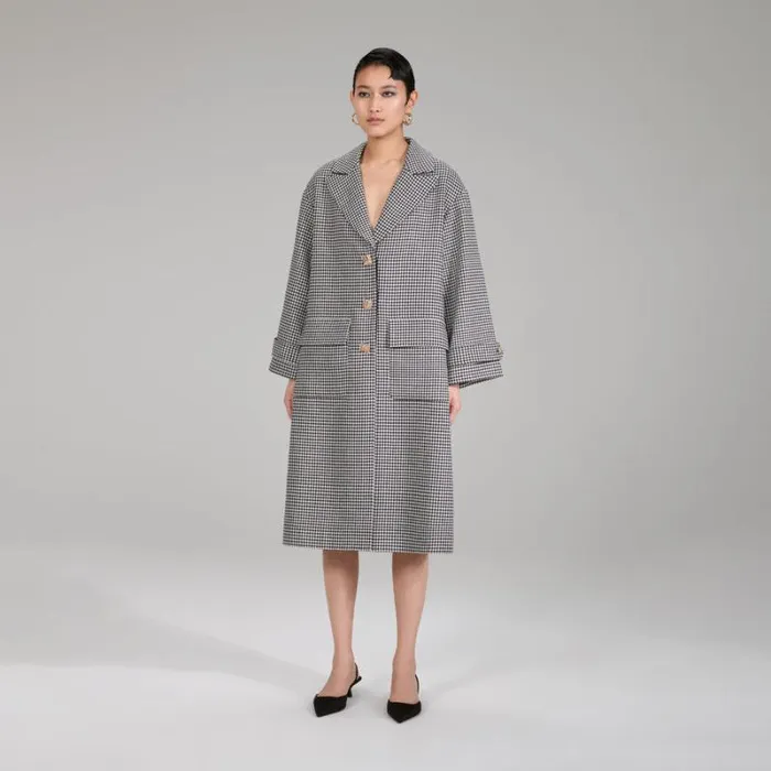 Outerwear Woman SelfPortrait Houndstooth Coat Outerwear Woman SelfPortrait Houndstooth Coat