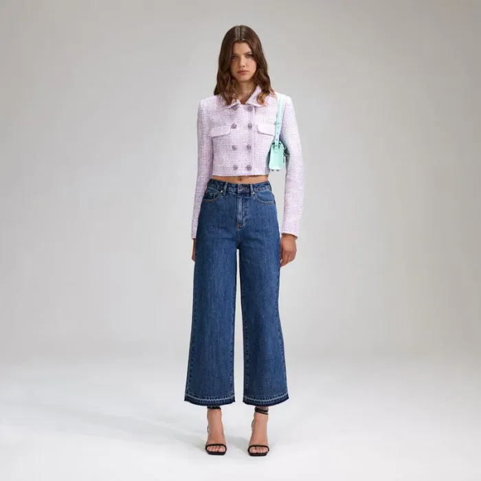 Outerwear Woman SelfPortrait Lilac Boucle Jacket