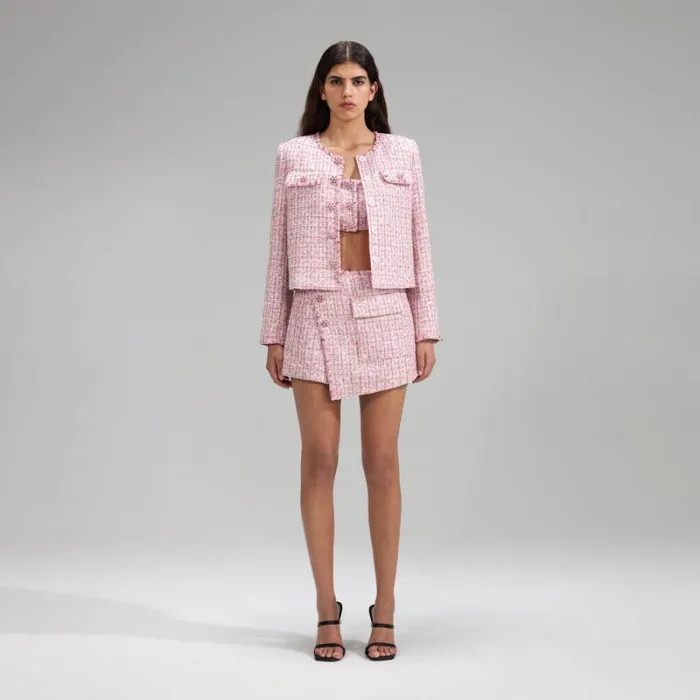 Outerwear Woman SelfPortrait Lilac Boucle Jacket Outerwear Woman SelfPortrait Lilac Boucle Jacket