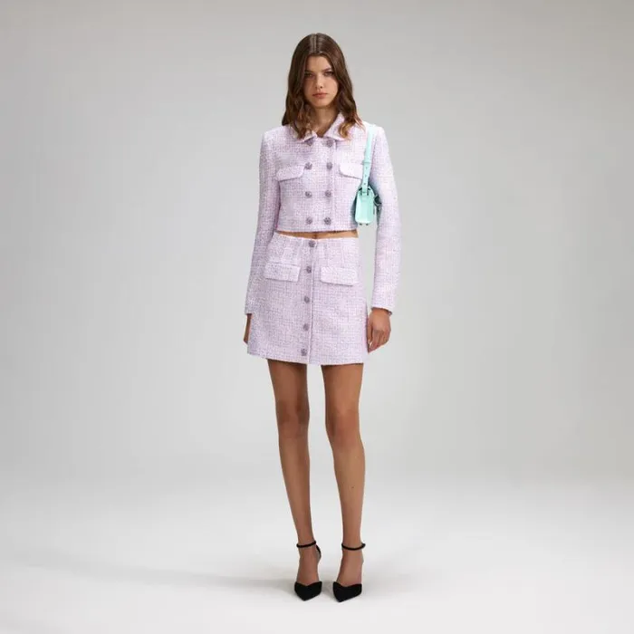 Outerwear Woman SelfPortrait Lilac Boucle Jacket Outerwear Woman SelfPortrait Lilac Boucle Jacket